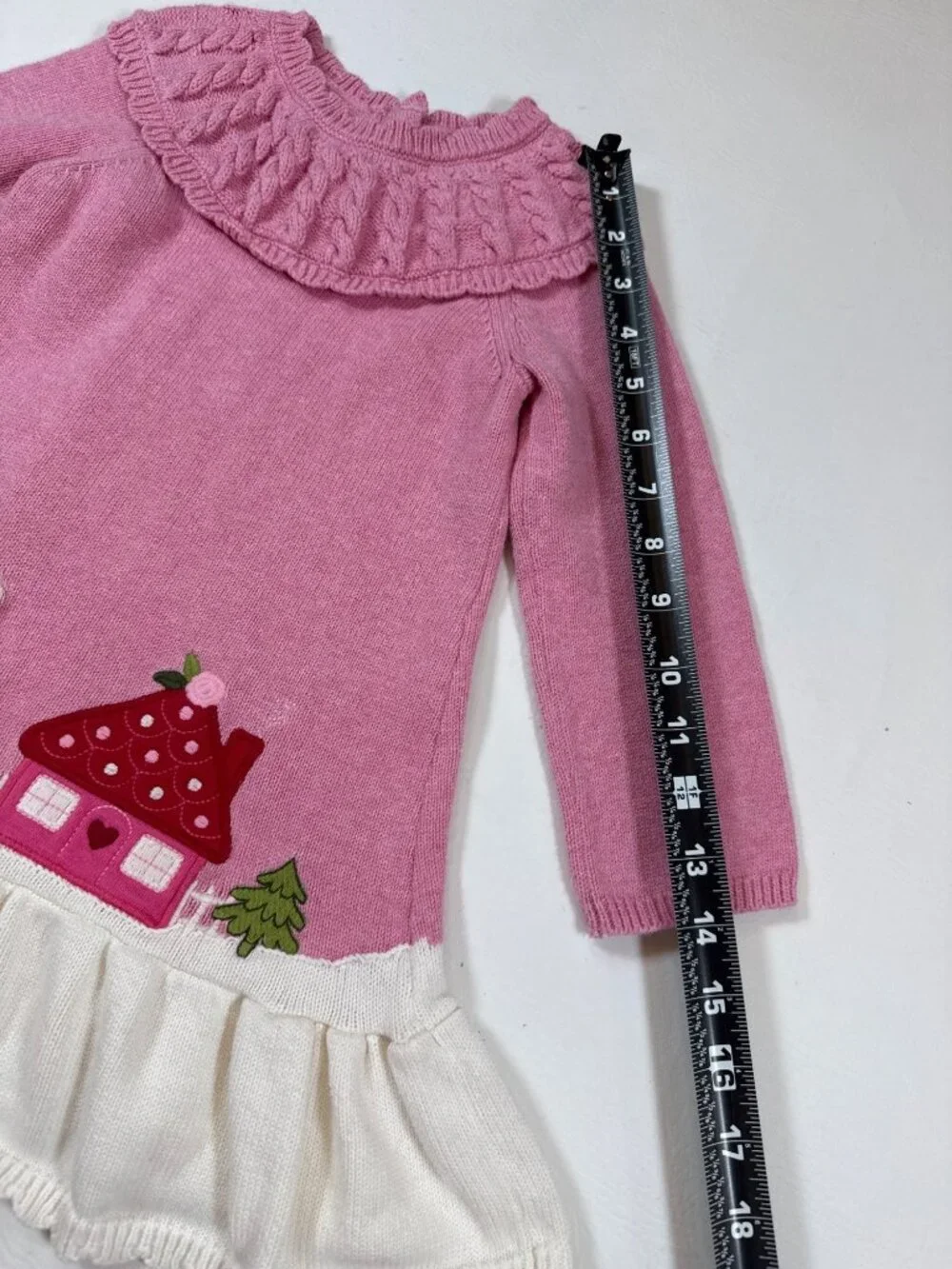 Gymboree Girls 3T Pink Knit Sweater Dress Ruffle Winter bird Design (H712)